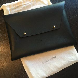 Tribe Alive black leather clutch